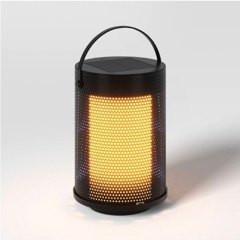 Mesh Solar and Rechargeable USB LED Outdoor Lantern Black - Room Essentials™ s30